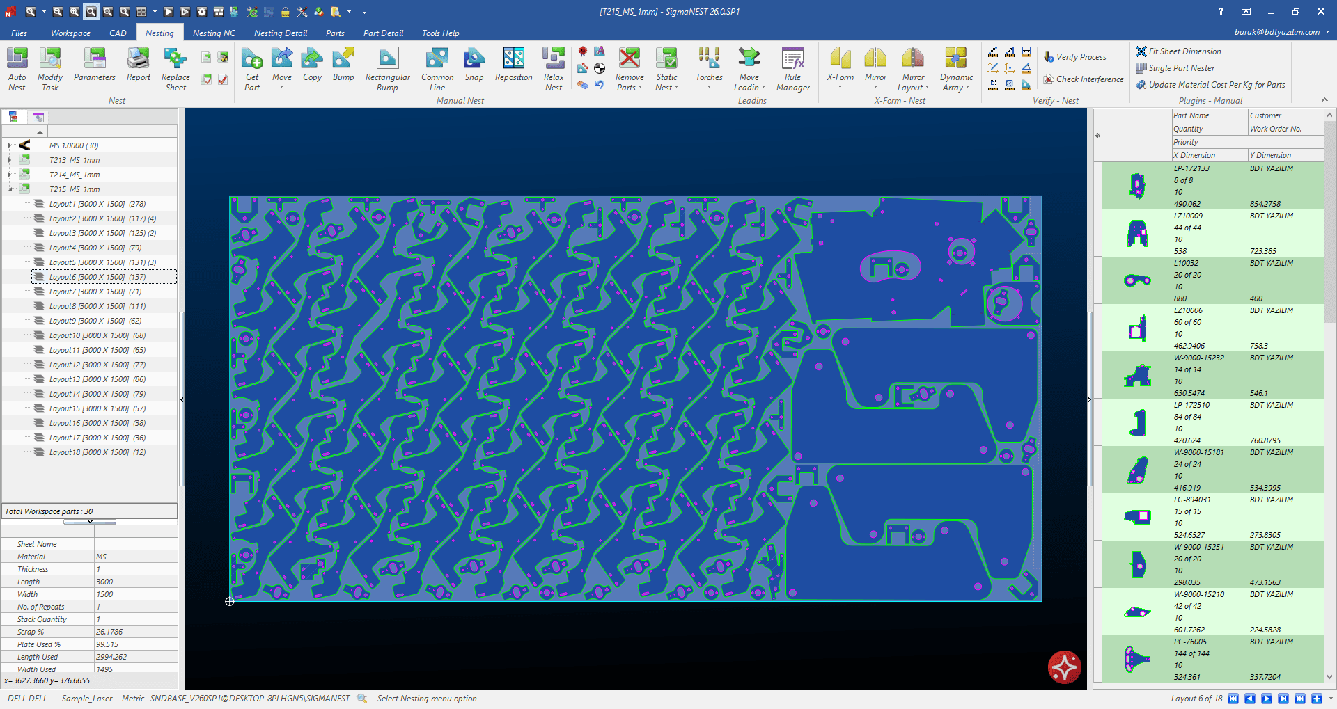 SigmaNEST Screen 2